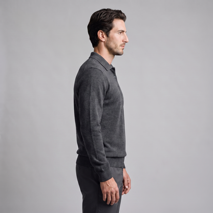 Pull homme laine col polo chaud respirant