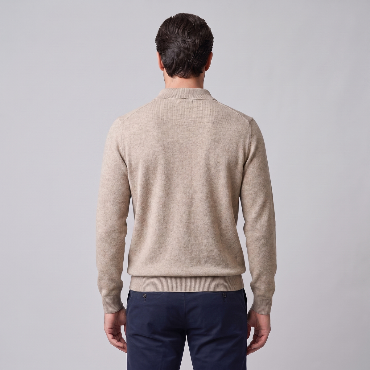 Pull homme laine col polo chaud respirant