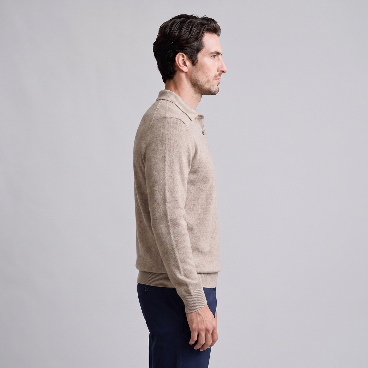 Pull homme laine col polo chaud respirant