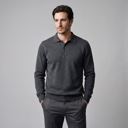 Pull homme laine col polo chaud respirant