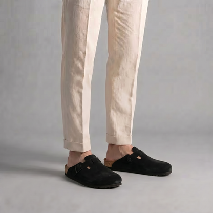 Herren-Clogs aus weichem Wildleder mit Lederfußbett