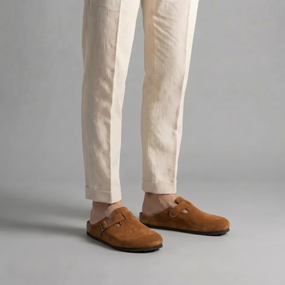 Herren-Clogs aus weichem Wildleder mit Lederfußbett
