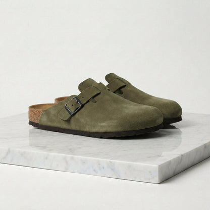 Herren-Clogs aus weichem Wildleder mit Lederfußbett