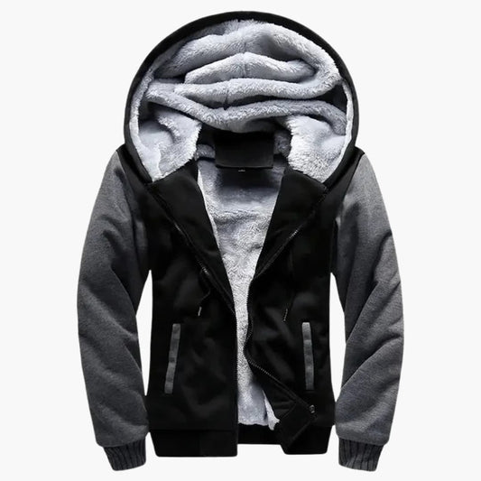 Veste homme à capuche zippée et détails côtelés