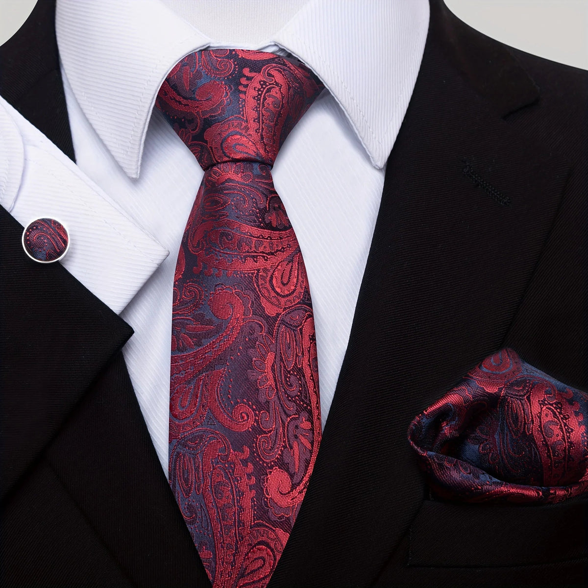 Set cravate homme motif Paisley complet élégant