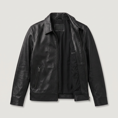 Veste homme simili cuir col rabattu fermeture éclair