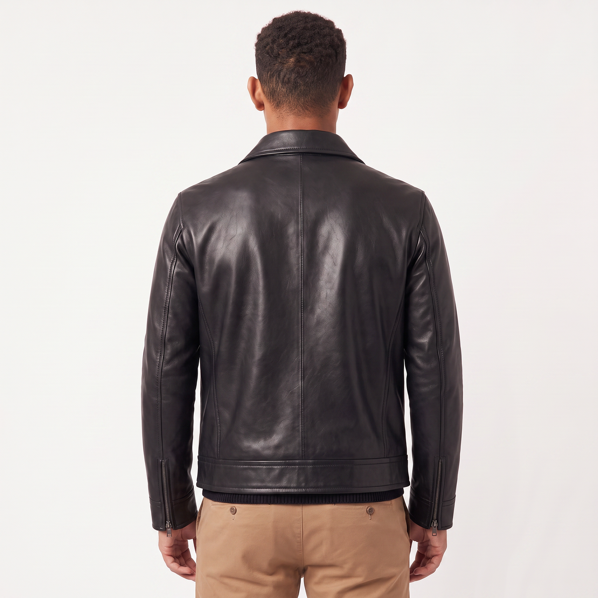 Veste homme simili cuir col rabattu fermeture éclair