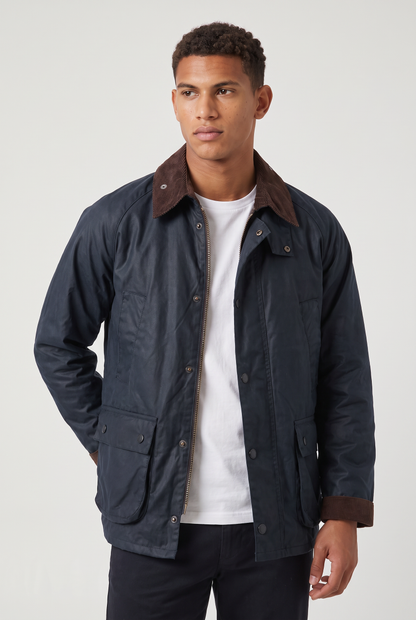 Veste homme décontractée col velours côtelé ciré