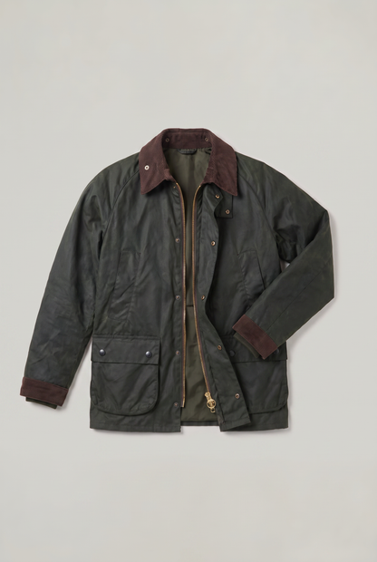 Veste homme décontractée col velours côtelé ciré