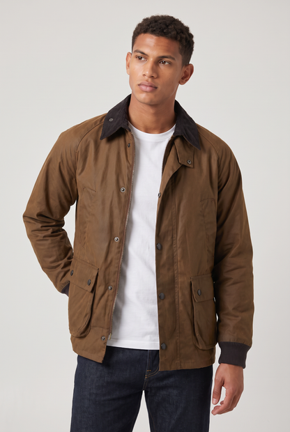 Veste homme décontractée col velours côtelé ciré