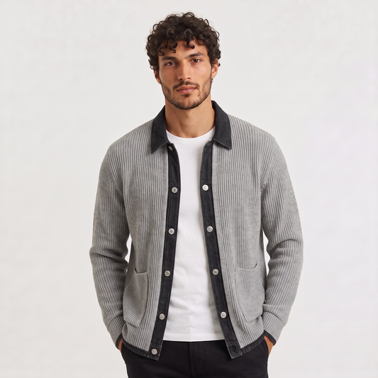 Cardigan homme tricoté à boutons coupe ajustée