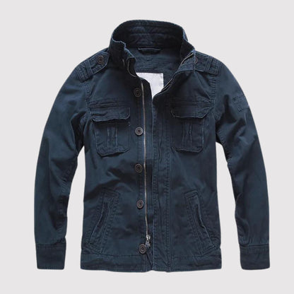Veste homme style militaire col montant poches multiples