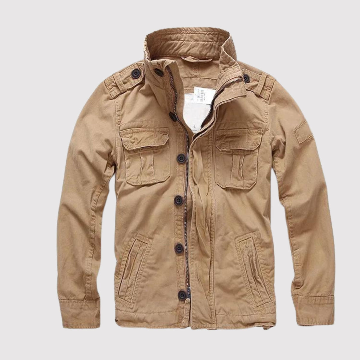 Veste homme style militaire col montant poches multiples