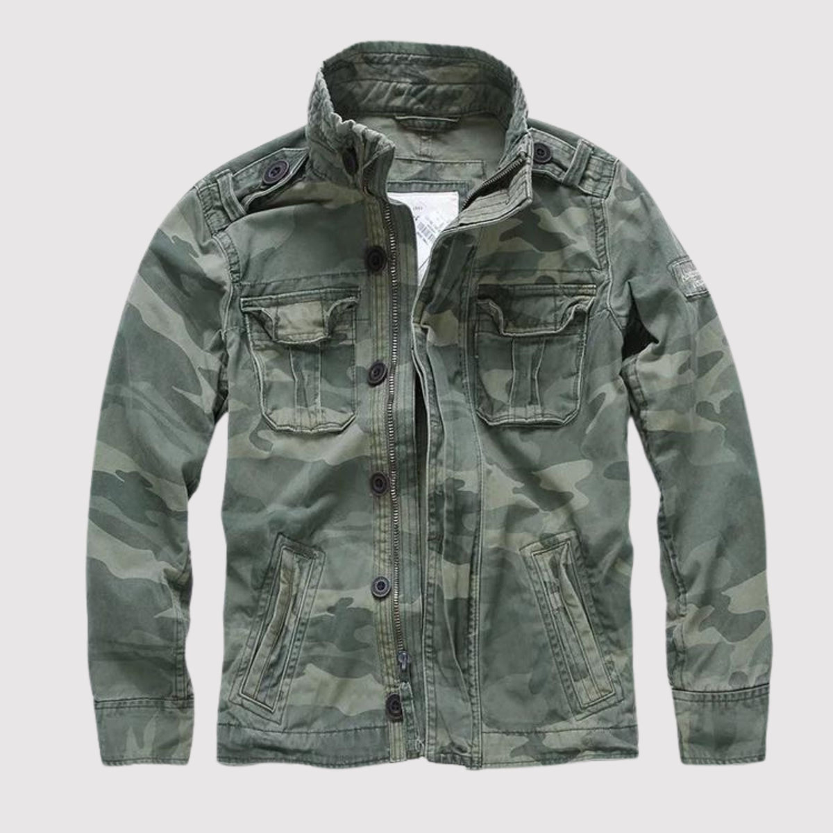 Veste homme style militaire col montant poches multiples