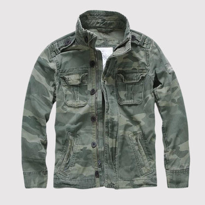 Veste homme style militaire col montant poches multiples