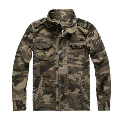 Veste homme style militaire col montant poches multiples