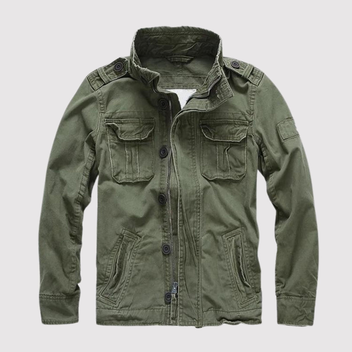Veste homme style militaire col montant poches multiples
