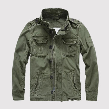 Veste homme style militaire col montant poches multiples