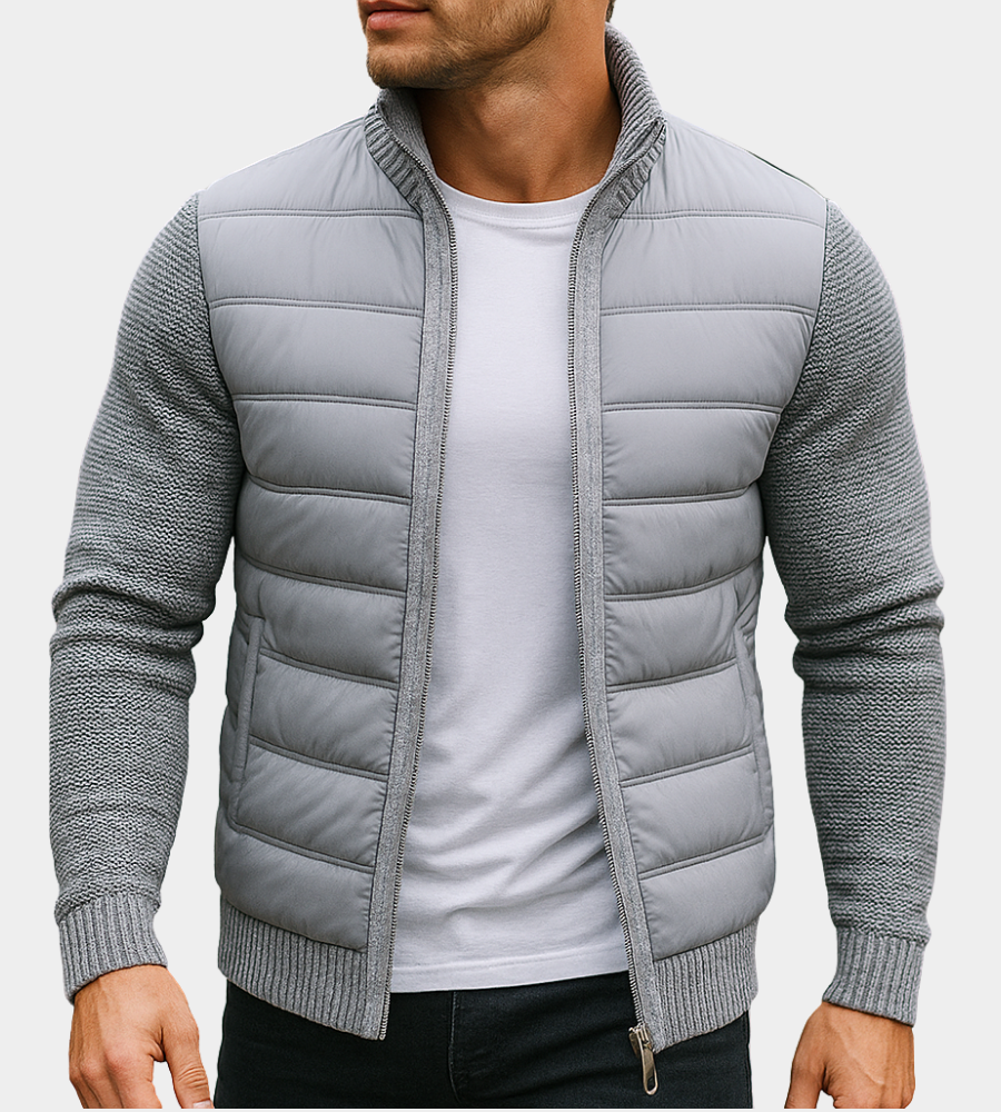 Veste homme matelassée manches tricot liberté de mouvement