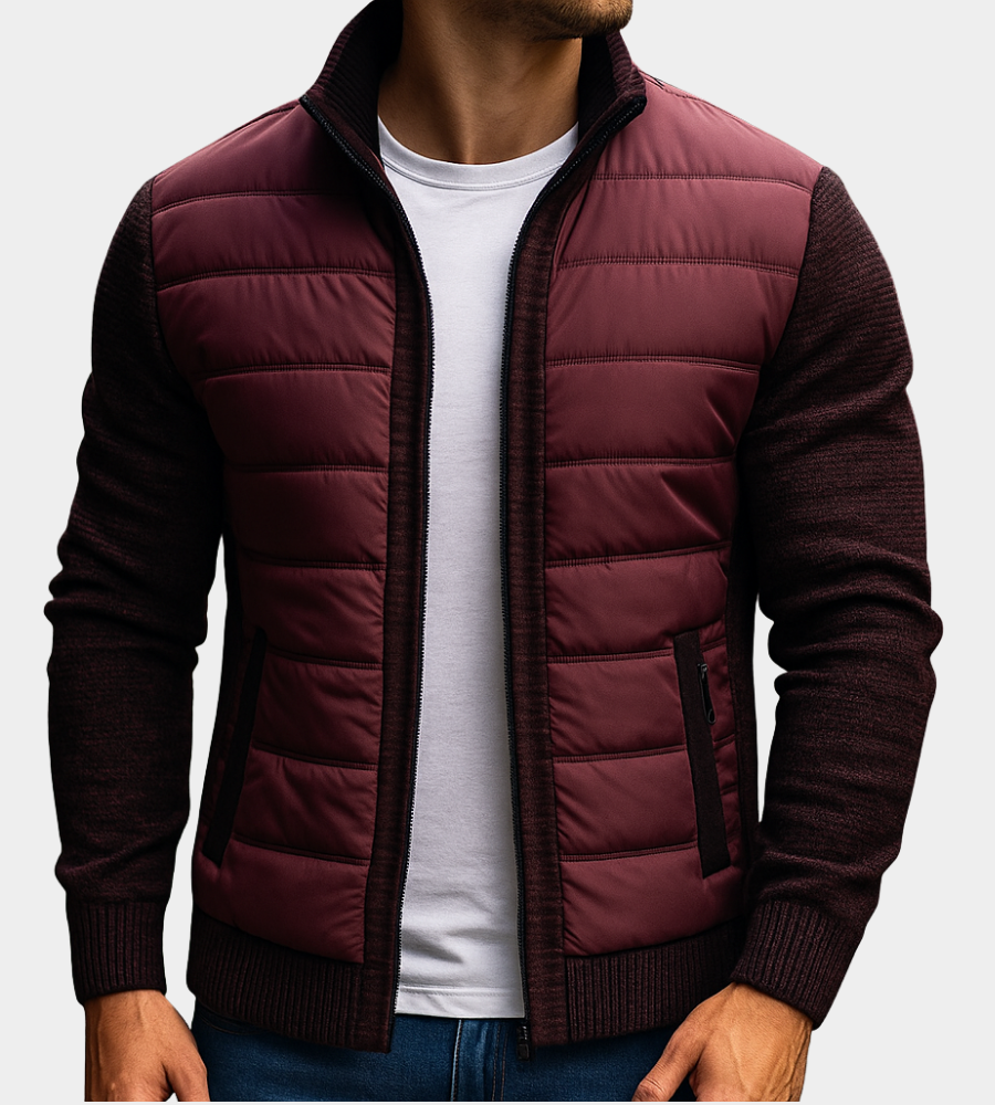 Veste homme matelassée manches tricot liberté de mouvement