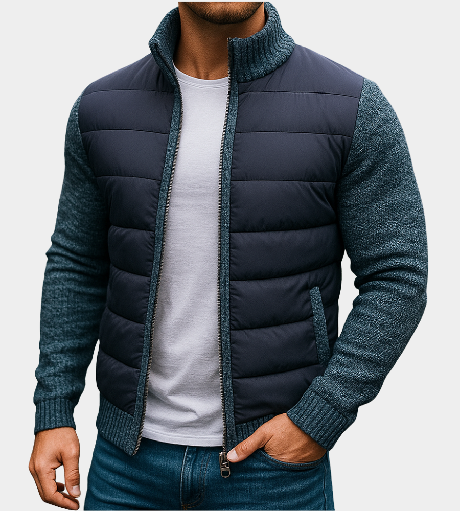 Veste homme matelassée manches tricot liberté de mouvement