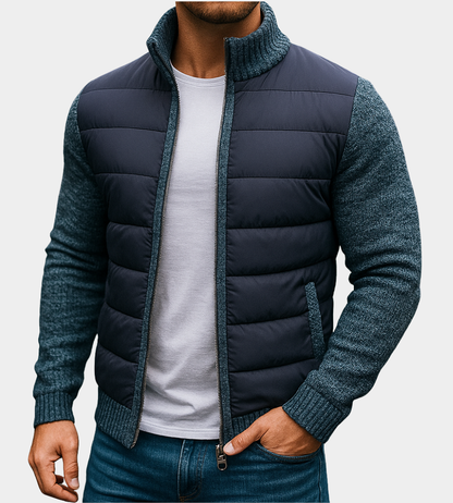 Veste homme matelassée manches tricot liberté de mouvement