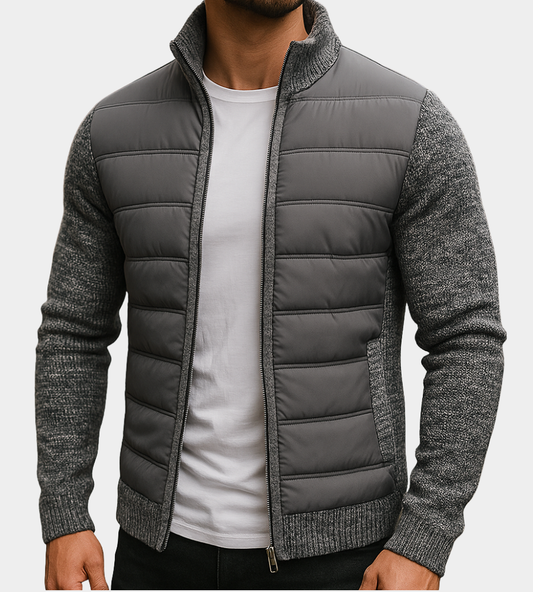 Veste homme matelassée manches tricot liberté de mouvement