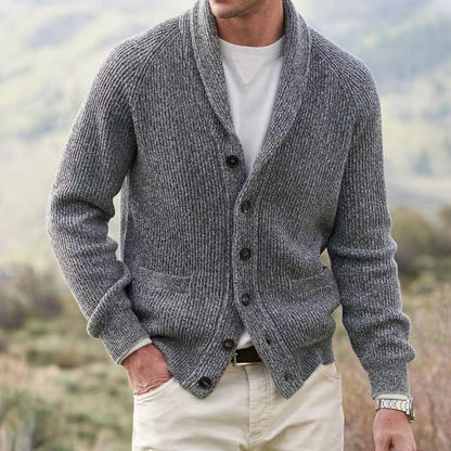 Cardigan homme vintage laine col V boutonné