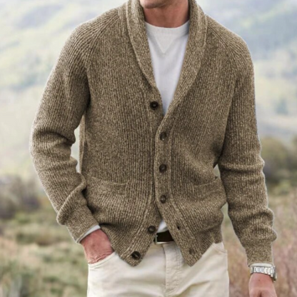 Cardigan homme vintage laine col V boutonné