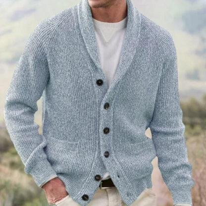 Cardigan homme vintage laine col V boutonné