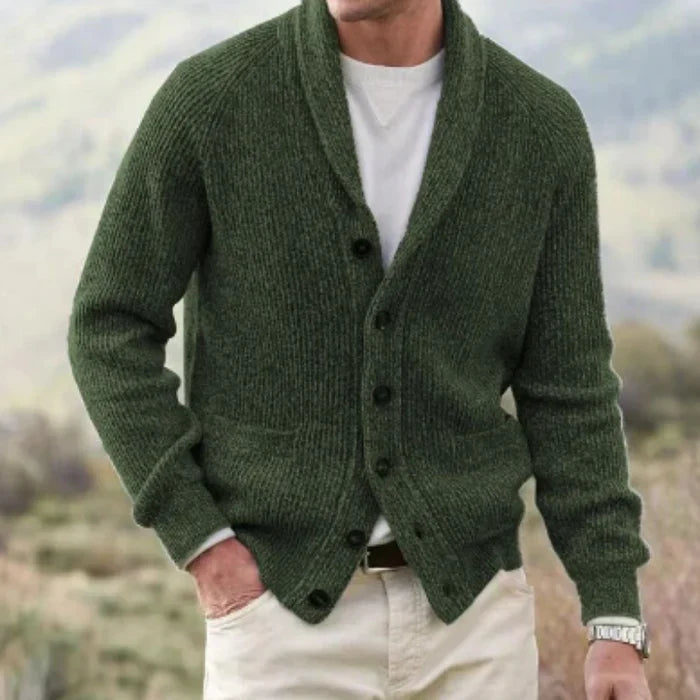 Cardigan homme vintage laine col V boutonné