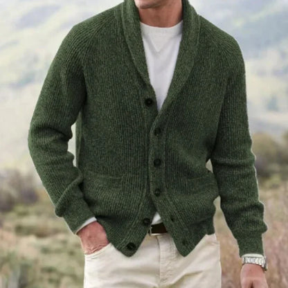 Cardigan homme vintage laine col V boutonné