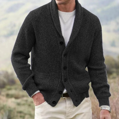 Cardigan homme vintage laine col V boutonné