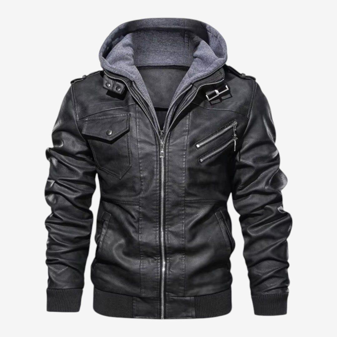 Zeitlose klassische Herren-Bikerjacke aus PU-Leder