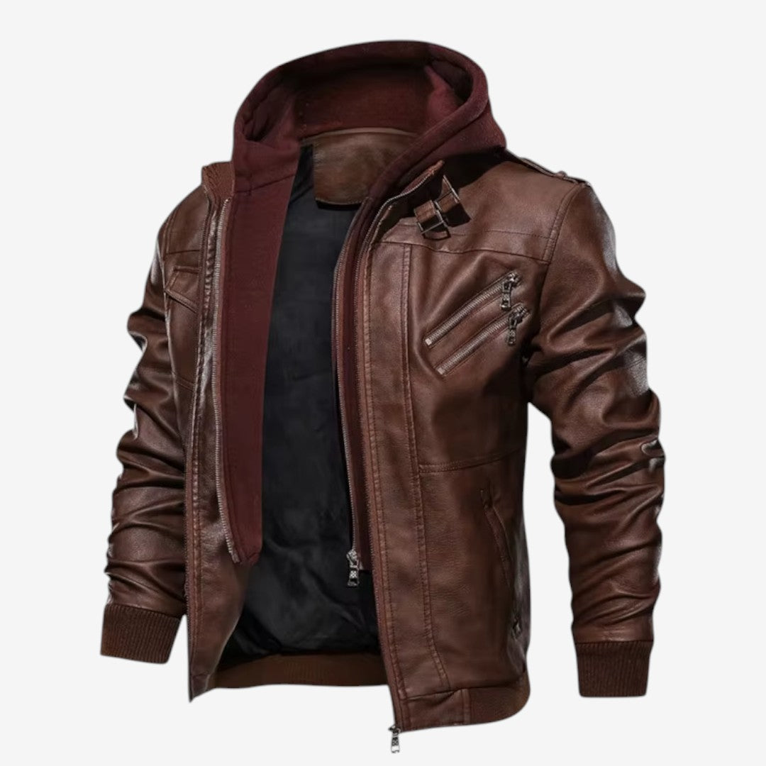 Zeitlose klassische Herren-Bikerjacke aus PU-Leder