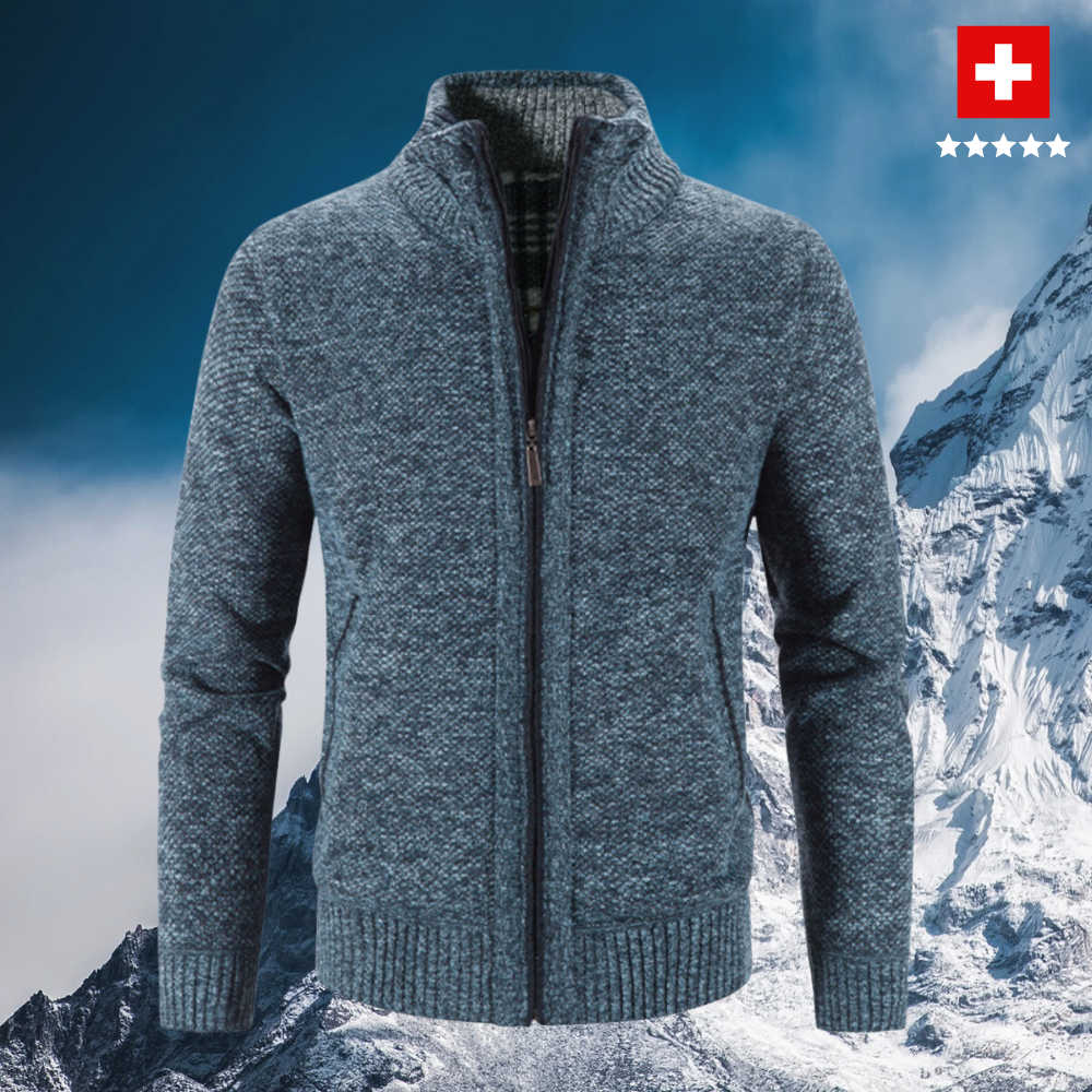 Gilet homme zippé tricoté chaud col montant