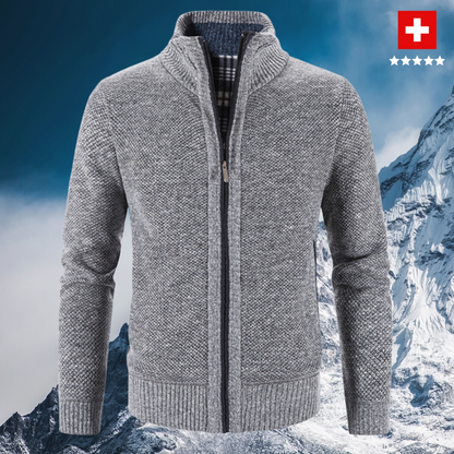 Gilet homme zippé tricoté chaud col montant