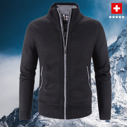 Gilet homme zippé tricoté chaud col montant
