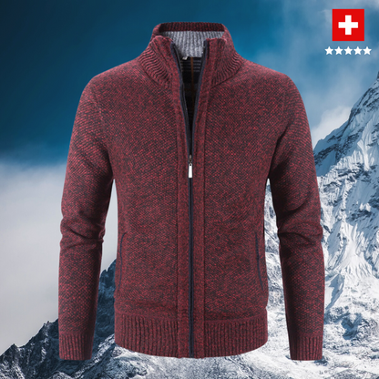Gilet homme zippé tricoté chaud col montant