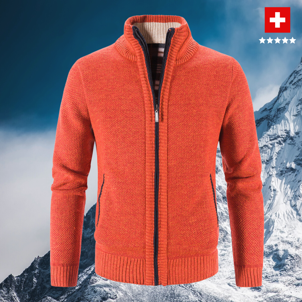 Gilet homme zippé tricoté chaud col montant