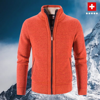 Gilet homme zippé tricoté chaud col montant
