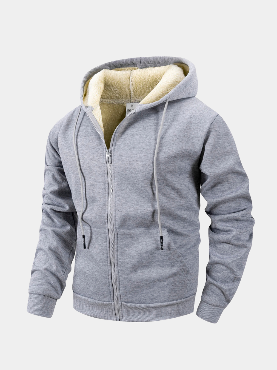 Warmer Kapuzenpullover mit Reißverschluss für Herren aus Fleece für den Winter