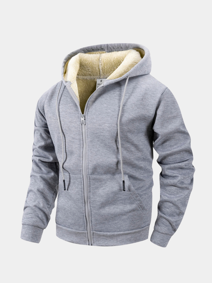 Warmer Kapuzenpullover mit Reißverschluss für Herren aus Fleece für den Winter
