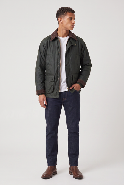 Veste homme décontractée col velours côtelé ciré