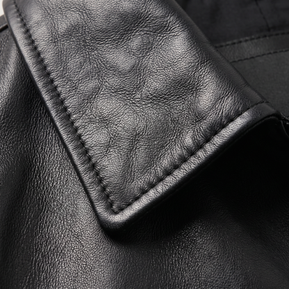 Veste homme simili cuir col rabattu fermeture éclair