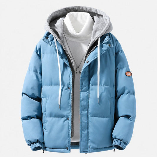 Isolierte Herren-Daunenjacke mit Kapuze für den Winter