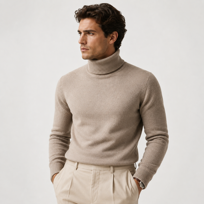 Pull col roulé homme maille douce confort hiver