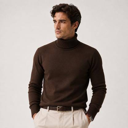 Pull col roulé homme maille douce confort hiver