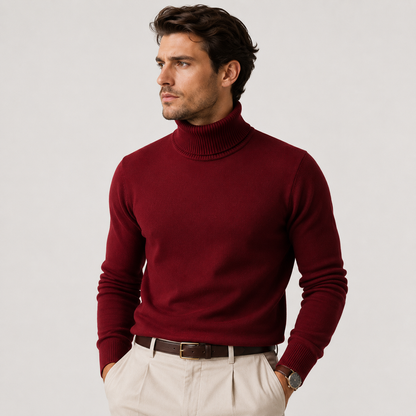 Pull col roulé homme maille douce confort hiver