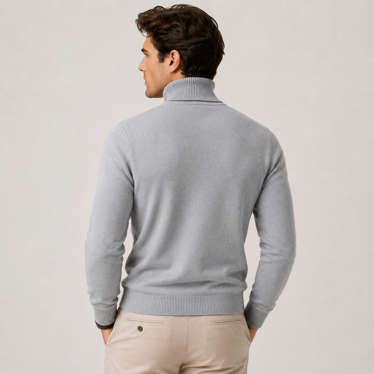 Pull col roulé homme maille douce confort hiver